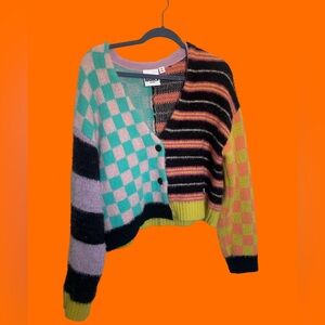 Ragged Priest Striped & Checkered Cardigan